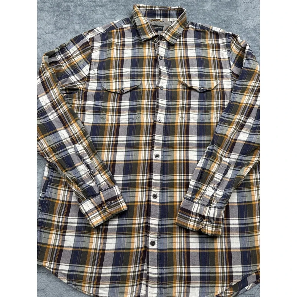 Banana Republic Shirt Mens Large Plaid Button Down Blue Yellow Long Sleeve‎ Fall